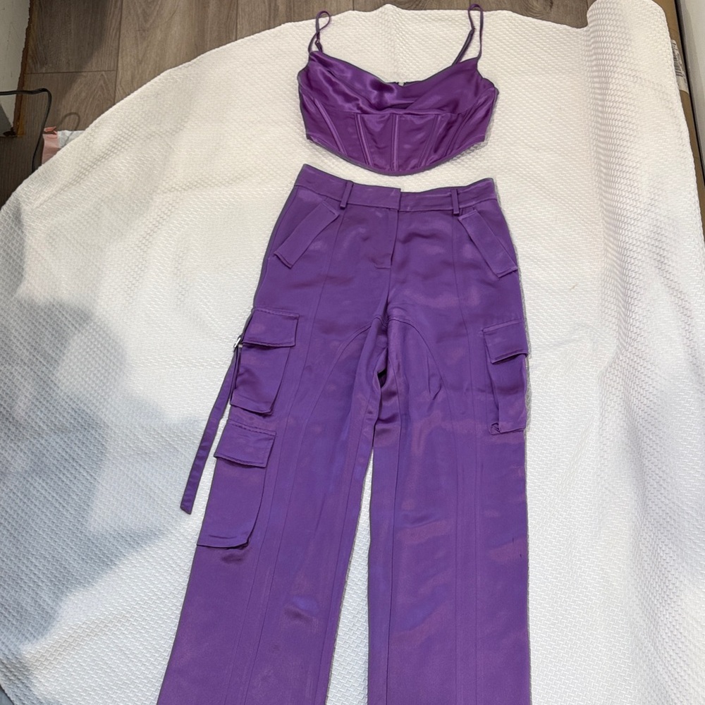 Purple Women's Cargo Pants - Picture 2 of 10